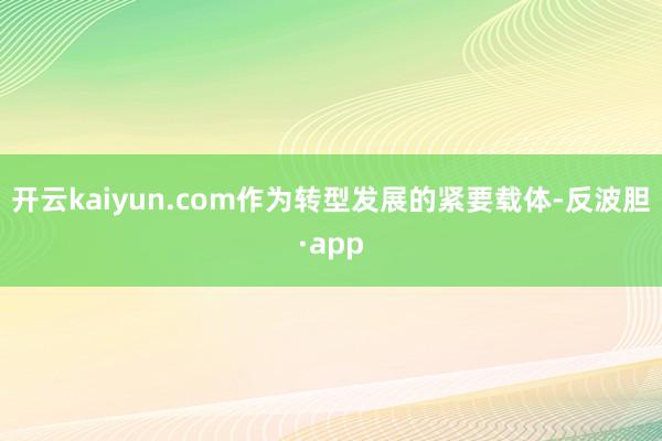 开云kaiyun.com作为转型发展的紧要载体-反波胆·app