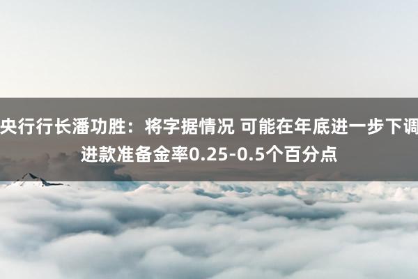 央行行长潘功胜：将字据情况 可能在年底进一步下调进款准备金率0.25-0.5个百分点