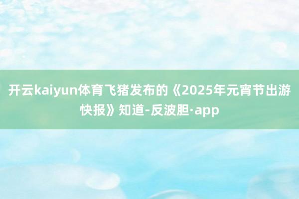 开云kaiyun体育飞猪发布的《2025年元宵节出游快报》知道-反波胆·app